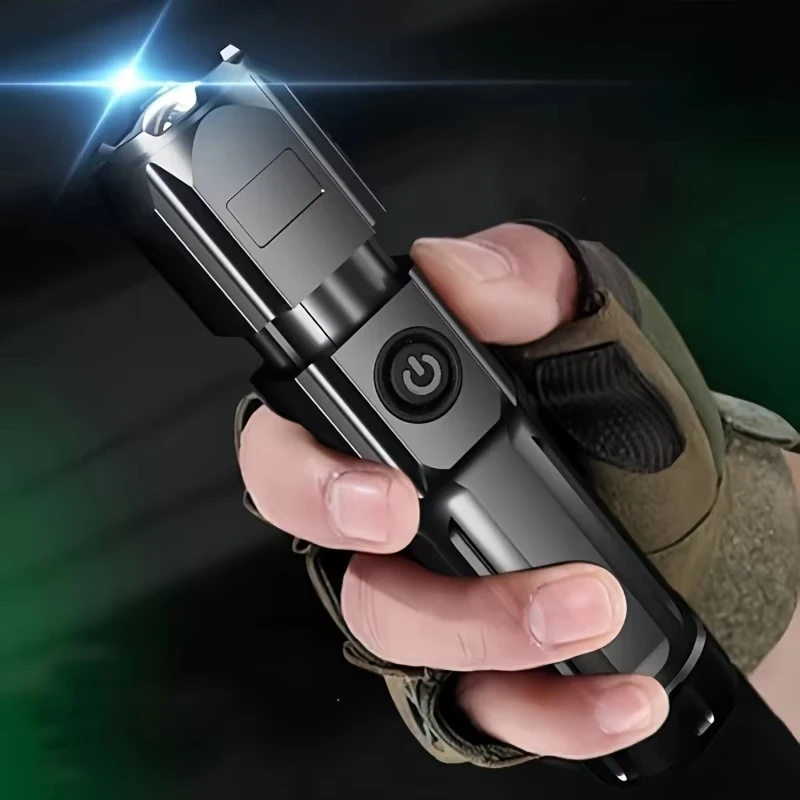 Rechargeable USB LED Flashlight - High Brightness Zoomable Torch