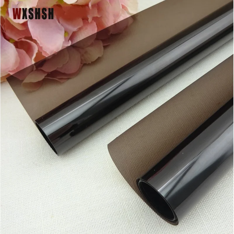 Stained Window Film Vinyl Heat Control Anti-UV Energy-Saving One-way Mirror Tint Roll Foils Decor Home and Office Tea Brown 5m