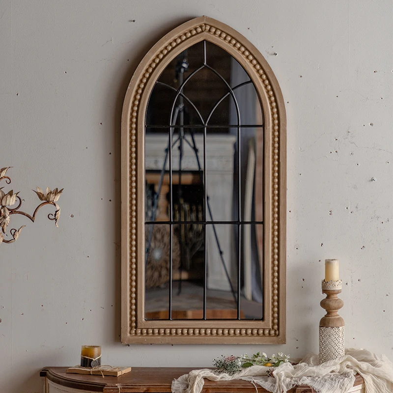 

Bedroom Makeup Mirror Wall Hanging Luxury Wood Art Vintage Big Mirrors Living Room Metal Frame Espejos Aesthetic Room Decor