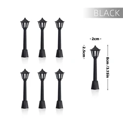 Miniature Street Lamp Set for Dollhouse and Fairy Garden Decor (Black 8cm)