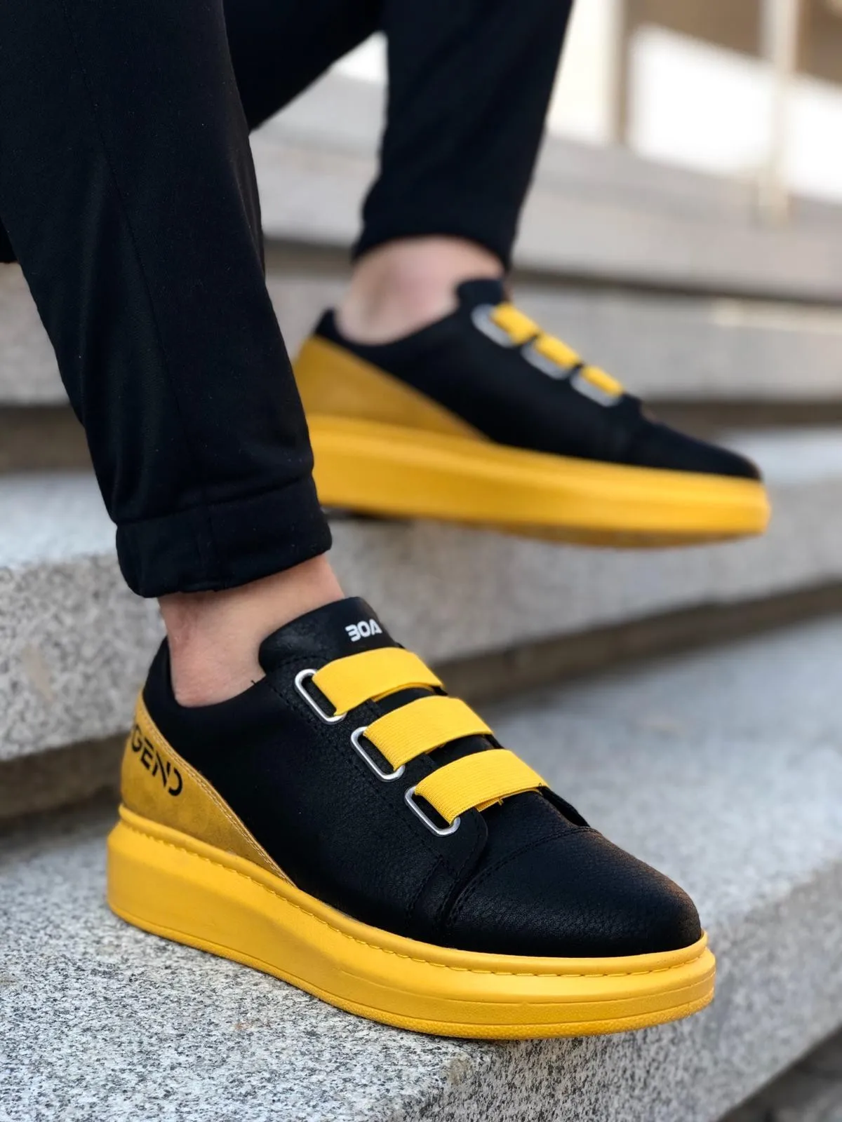 BA0029 3 Band Legend Zwart Geel Dikke Zool Casual Mannen Schoenen|Casual  schoenen voor Mannen| - AliExpress