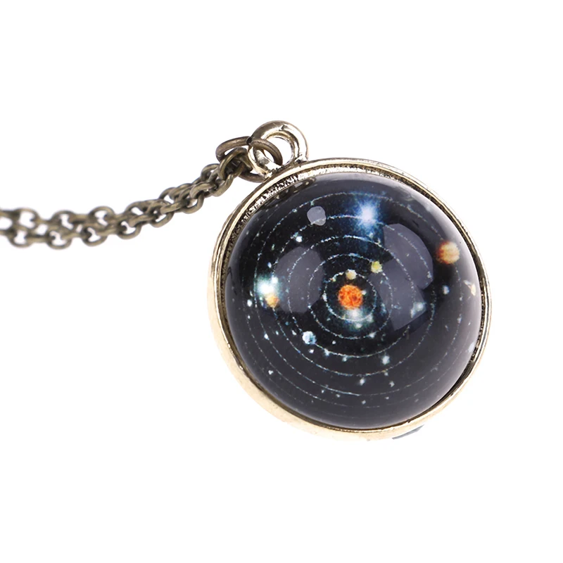 Solar System Necklace Pendant Galaxy Double Sided Pendant Universe Jewelry