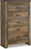 Trinell Rustic 5 Drawer Chest of Drawers with Nailhead Trim, Warm Brown 1