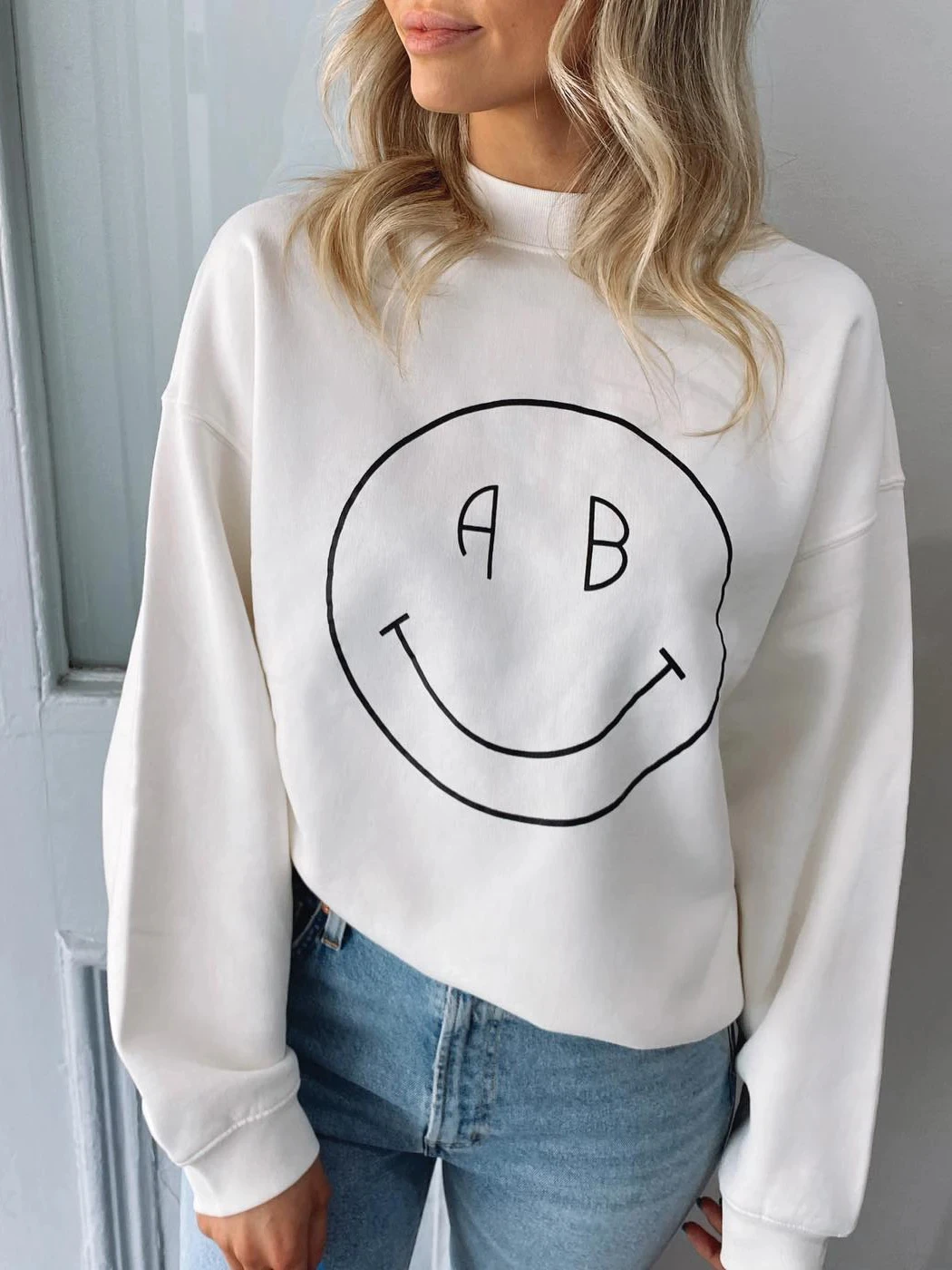 

Letter Smile Sweatshirt Women 2023 Autumn Winter Clothing Loose Aesthetic Pullovers Tops Fashion Sweatshirts Hoodies Female