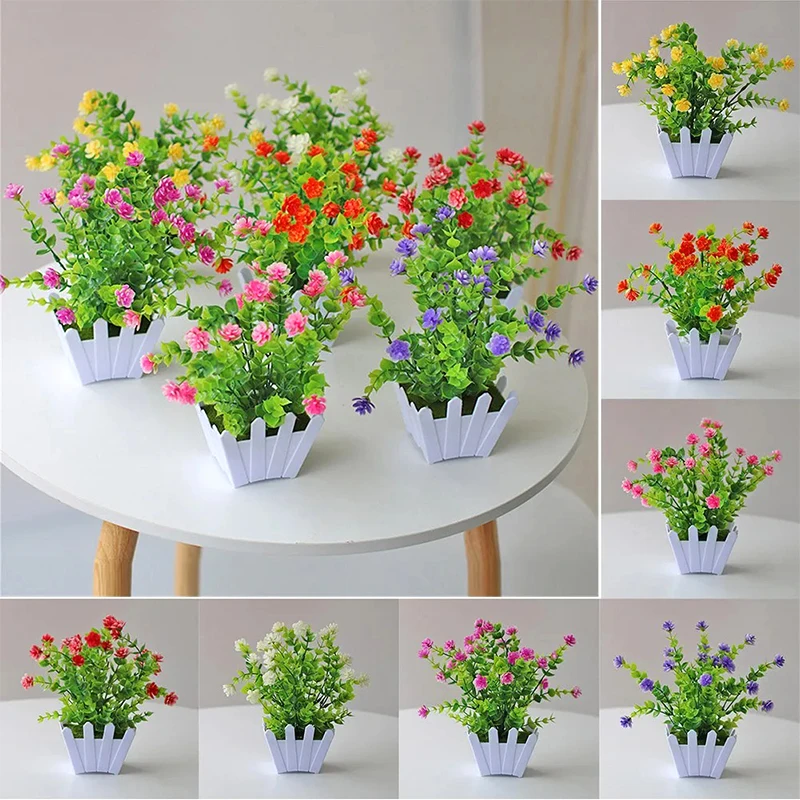 

1pc Simulation Flower Small Potted Plant Interior Decoration For Long-lasting And Beautiful Home Fence Bonsai Decoration