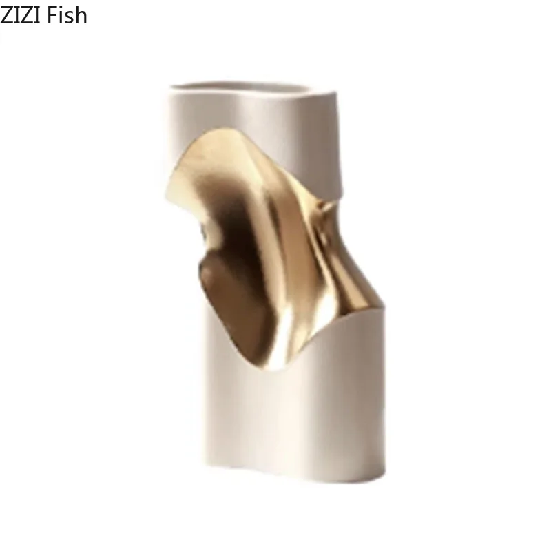 Creative Curved Gold Waist Ceramic Vase Modern Floral Vases Desk Decoration Artificial Flowers Decorative Flower Arrangement 6