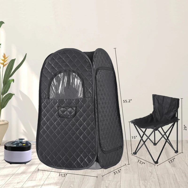 Large Size Sauna Portable Steam Sauna Personal Home Spa with 4L Large Steam Generator 16 Levels Remote Control and Chair 6