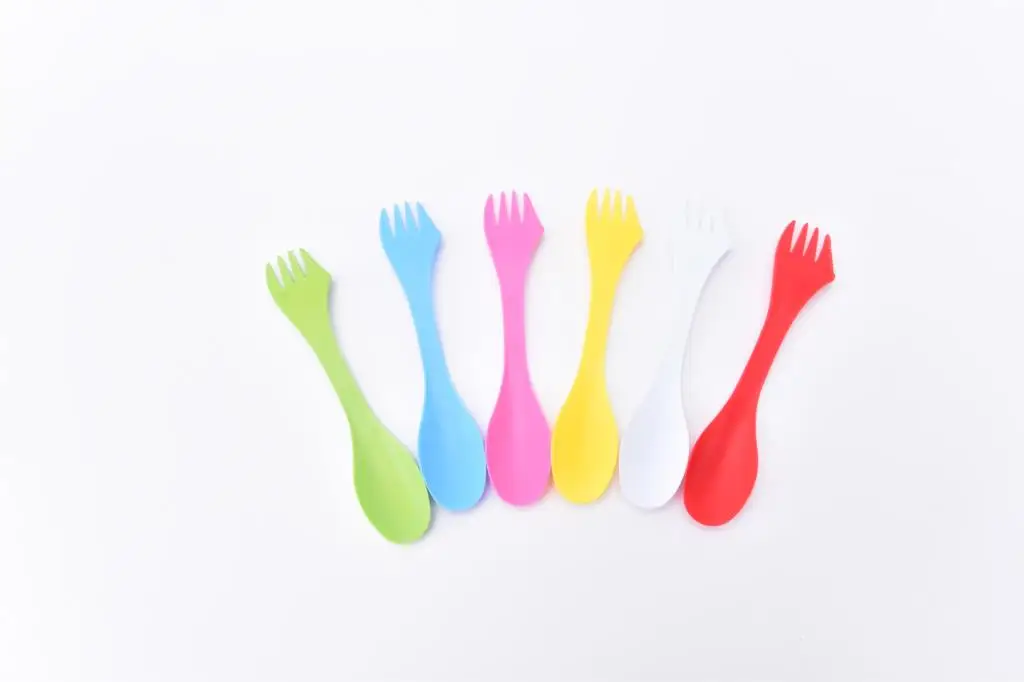 6 Pcs 3 In 1 Spoon Fork Knife Camping Hiking Utensils Spork Combo Travel Tableware