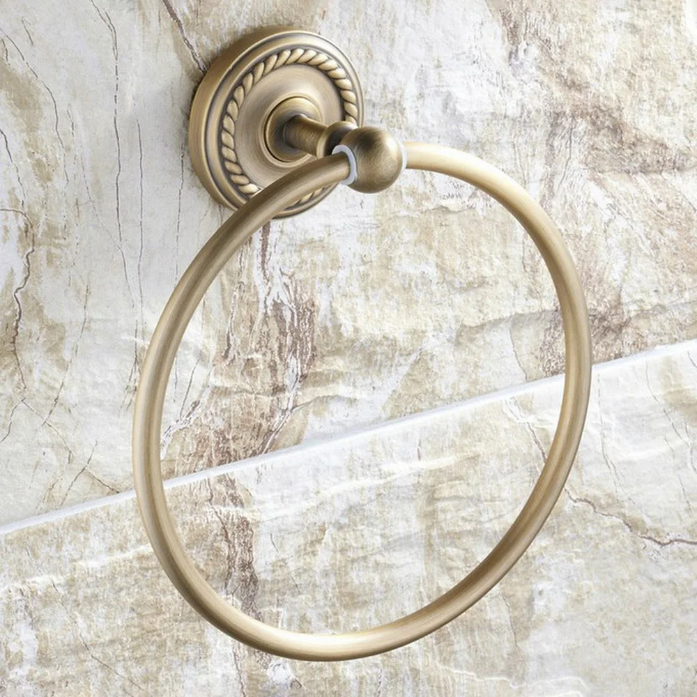 Retro Vintage Antique Brass Wall Mounted Bathroom Hardware Accessories Round Towel Ring Hanger Holder Dba273