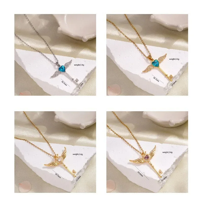 2025 Damenmode Modische einfache Schmetterling Schlüsselanhänger Zauberstab Edelstahl Halskette, geometrischer Anhänger, Clown, Schmuck, Abend_voghion.com