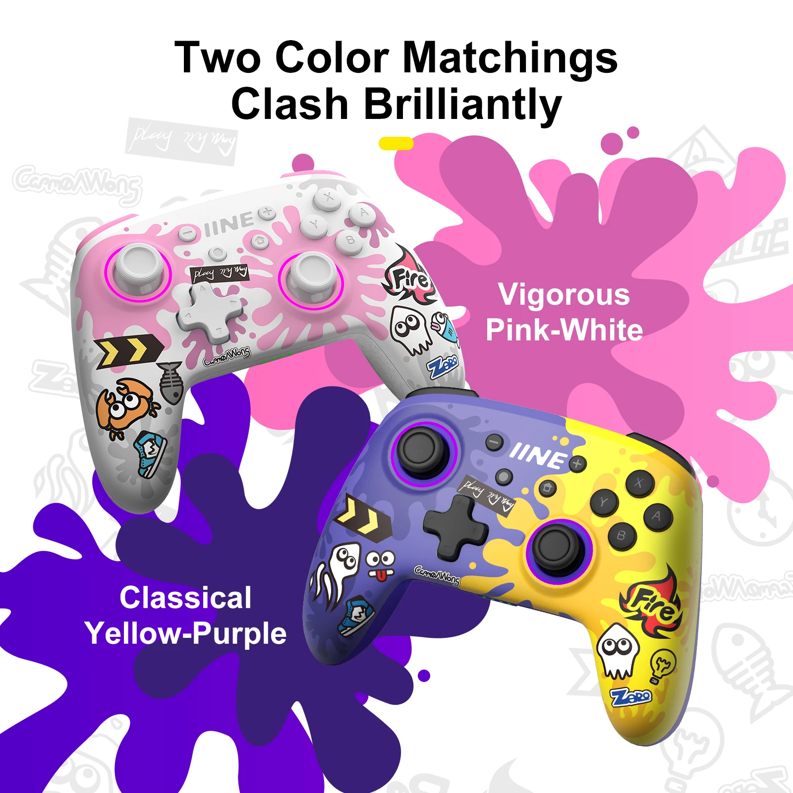 Iine Splatoon Esclusivo Controller Wireless Wake Up Support Nfc Amiibo Compatibile Per Switch/Switch Lite/Switch Oled