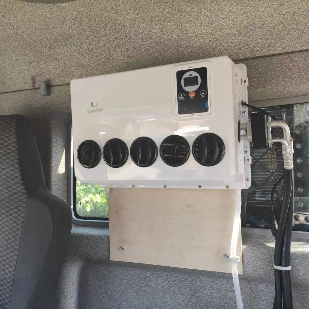 배터리 전원 범용 자동차 스플릿 에어컨, 주차 트럭 지게차 도저 트랙터 에어컨, 12V, 24V