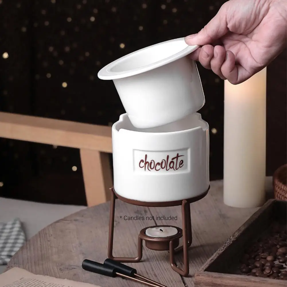 1 Set 350ml Chocolate Melting Pot Detachable Non-stick Food Melt Fondue Metal Anti-scalding Candy Melting Pot Non-slip Food