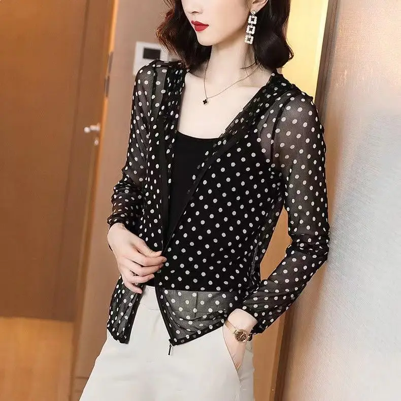 

Women Thin Coat Casual Summer Sun Protection Clothes Female Cardigan Shirt Clothing Tops Blouse For Woman Covers Black A211