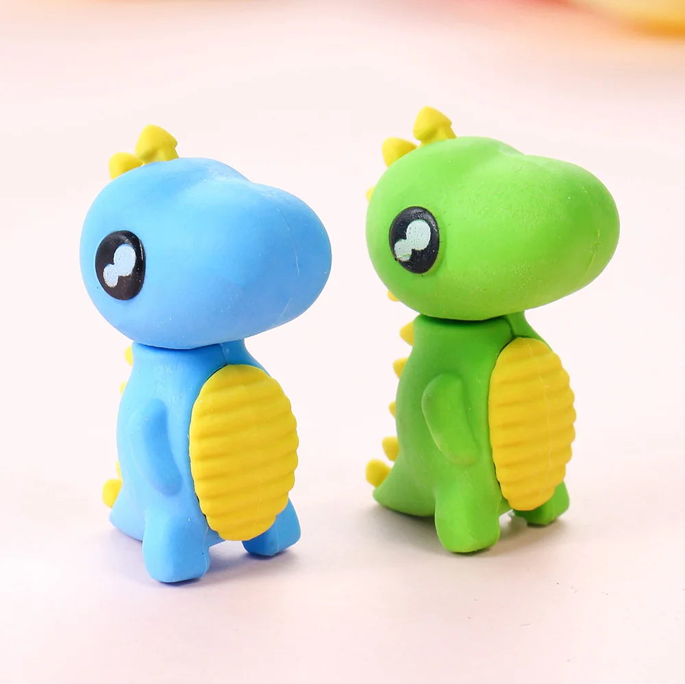 3Pcs/Lot Kawaii Cartoon Dinosaur Pencil Erasers 3D Creative Eraser Rubber for Kids Children Student School Stationery Wholesale 5