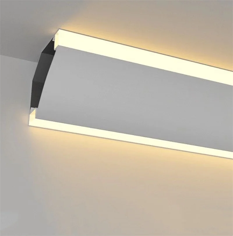 2m/pcs  Aluminium Corner Light Ceiling Lamp Modern LED Gypsum Wall Profile LED Strip t5 6063 Recessed led luminous gypsum line light top corner linear light wall washing plaster line for bedroom ceiling decor reflector profile