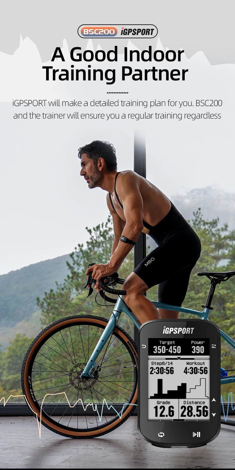 Bike GPS Computer BSC200 Bicycle Computer ANT 2.6 Inch Waterproof Wireless Bike