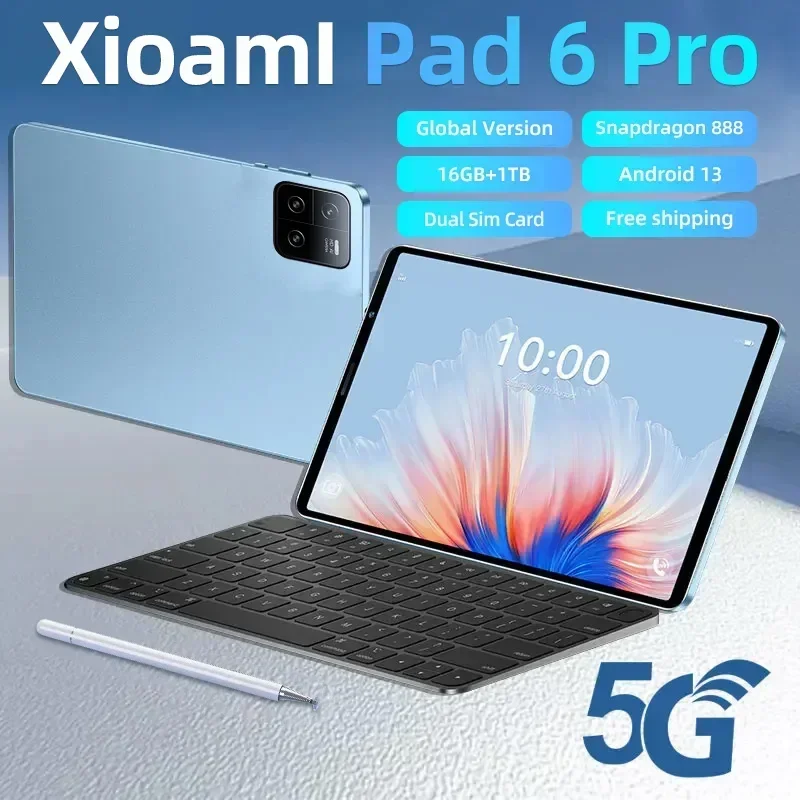 

2024 Original Global Version Pad 6 Pro Tablet PC Snapdragon888 10000mAh Android13 RAM 16GB+1TB 5G HD 4K Screen WIFI Mi