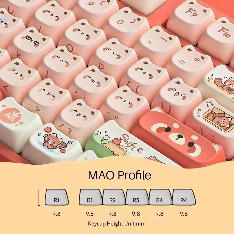 Monsgeek Raccoon MAO 142-Key Keycaps PBT Dye-sub Full SP Keycap Set for Mechanical Keyboards Customized Cute Cat Ear Theme