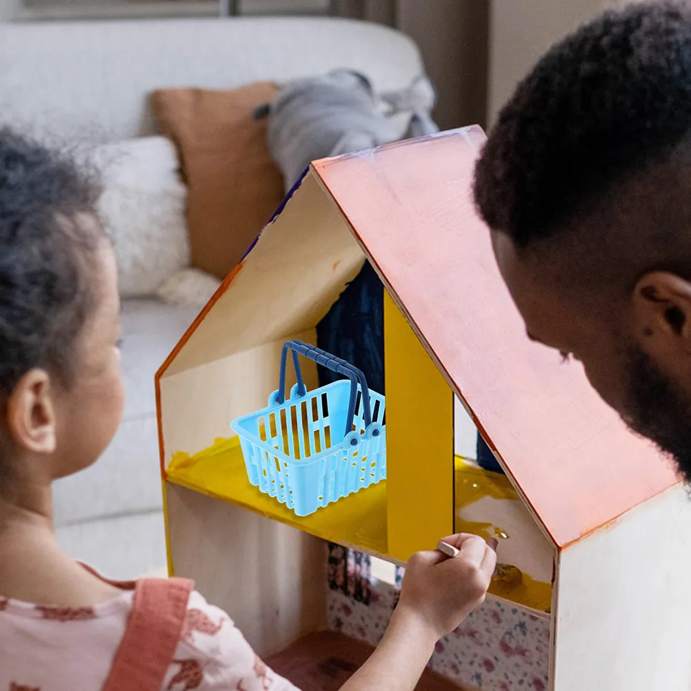 24Pcs 쇼핑 바구니 미니 데스크탑 슈퍼마켓 핸드 바구니 어린이를위한 창의적인 작은 저장 용기 역할 놀이 및 가정용