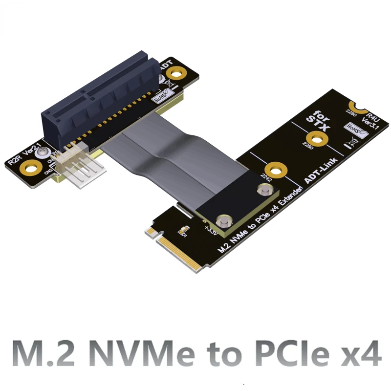 

ADT M.2 NVME M2 to PCIe 3.0 x4 Riser Cable NGFF NVMe Adapter PCIe x4 SSD RAID LAN GPU Capture Card to M.2 M-Key Extension Jumper