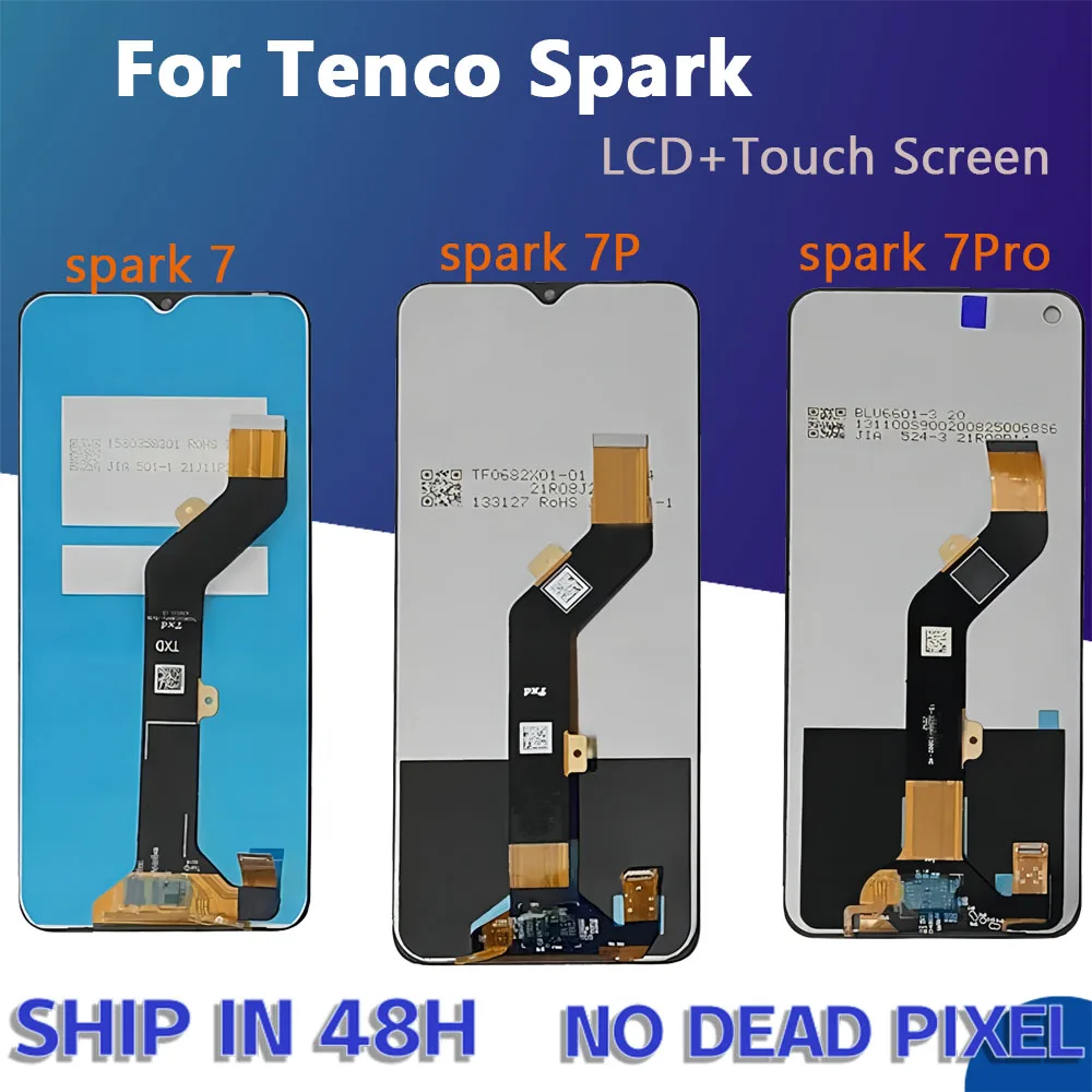 

ЖК-дисплей для Tecno Spark 7 KF6J KF6N, сенсорный экран с дигитайзером для Tecno Spark 7 P KF7j, ЖК-дисплей Spark 7T KF6p 7 Pro KF8, оригинал