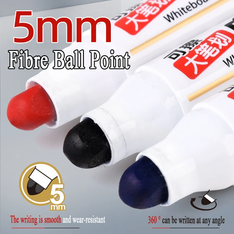 Erasable 5mm round Head Large Stroke Can Add Ink Whiteboard Marker Pop Pen Board Pen Water-Based Paint Office Supplies