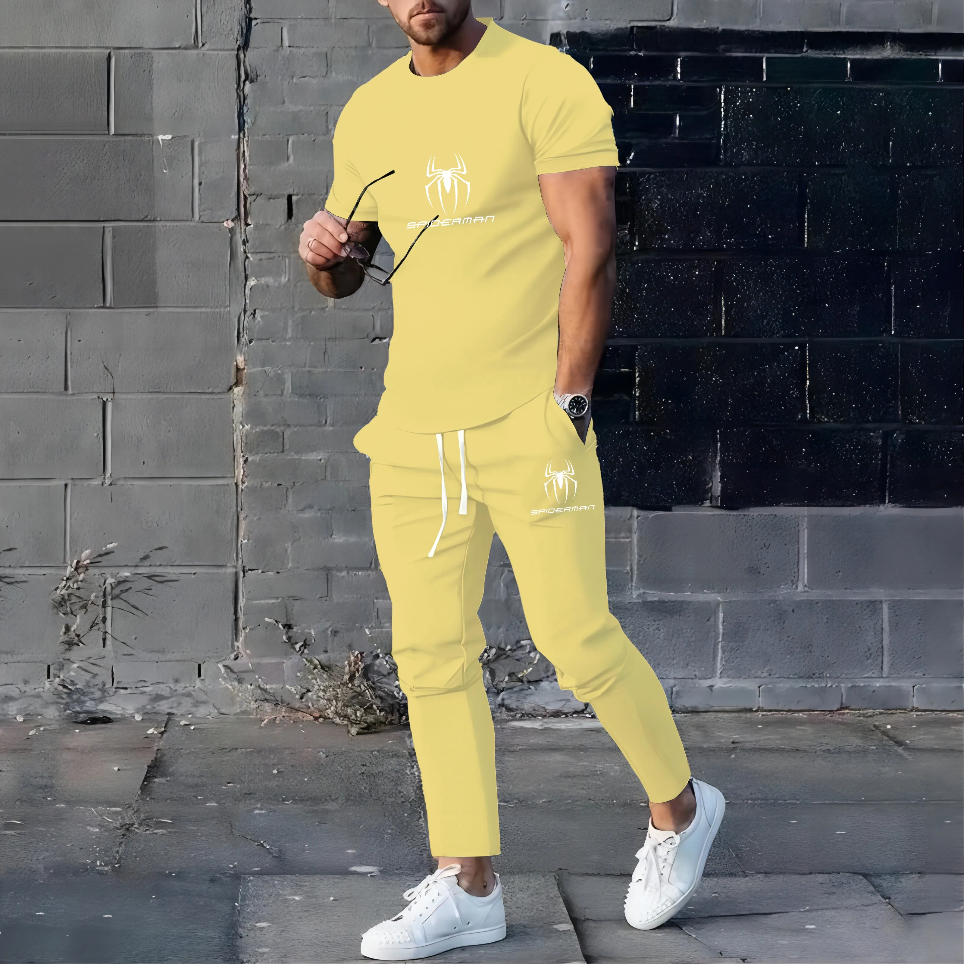 2024 Hot Selling New Summer Men's Suit Casual Pants Suit 3D Printed Clothes Round Neck T-Shirt Men's Short Sleeve 2-Piece Set 5