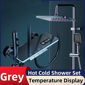 ชุดฝักบัวดิจิตอลอัจฉริยะพร้อมจอแสดงอุณหภูมิ ชุดฝักบัวแบบเรนชาวเวอร์ ชุดก๊อกน้ำฝักบัวครบชุด พร้อมหัวฉีดเพิ่มแรงดันน้ำ 1