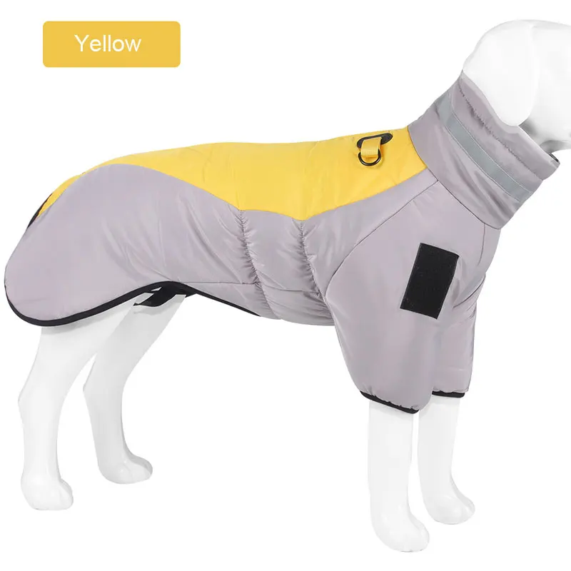 Chaqueta cálida de cuello alto para perros, abrigo de algodón, chaleco reflectante, ropa gruesa de otoño e invierno para mascotas, para perros medianos y grandes