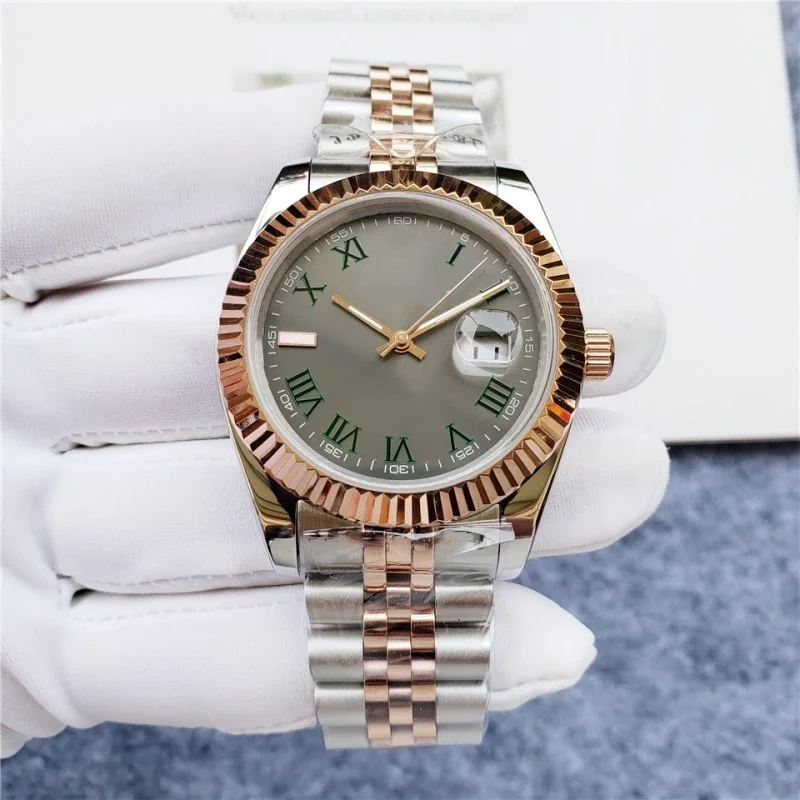 

2024 Men's Luxury High Quality Automatic Machinery 40mm Rose Gold dial Grey Stainless Steel 904L Classic Business Brand Watch