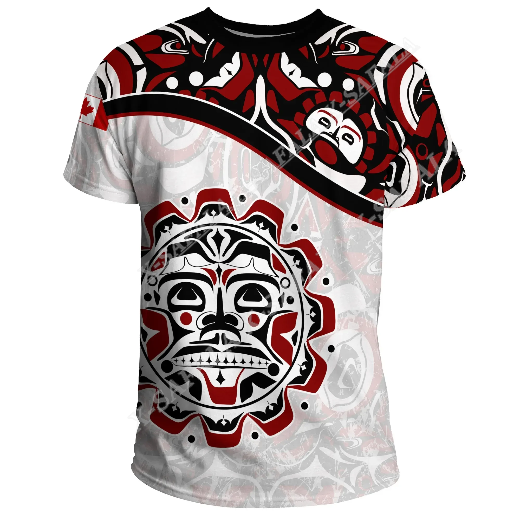 

Canada Haida Sun Style Tattoo 3D Print Mesh Fiber T-Shirt Top Summer Tee Men Streetwear Shorts Sleeve Sport Casual Clothing