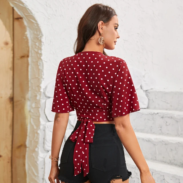 Martha Polka Dot Ruffled Sleeves Retro Top 2
