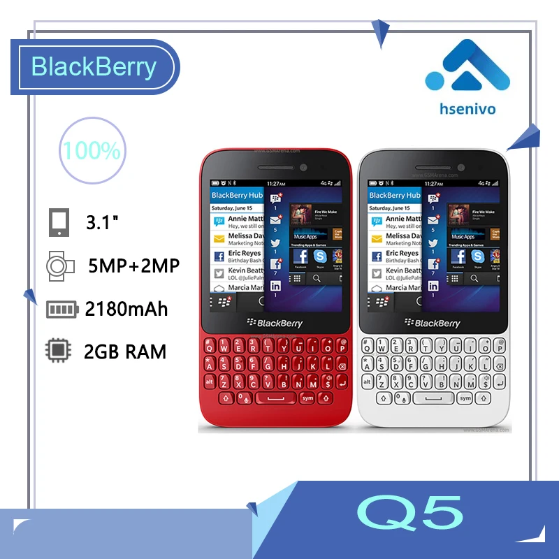 BlackBerry Q5 Восстановленный Оригинальный разблокированный GSM / HSPA LTE 3 1 дюймов