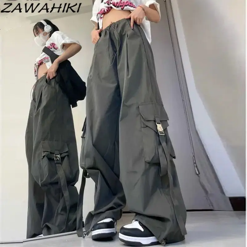 

Sweatpants American Retro Solid Color Loose Casual Versatile Vintage Y2K Cargo Pants Hiphop Straight Wide Leg Lovers Trousers