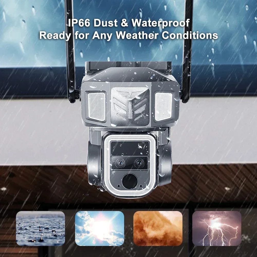 PEGATAH 8MP WiFi Dual Lens Solar Camera 20X Optical Zoom 4K WiFi Solar Cam PIR Human Detection PTZ Security Waterproof Camera