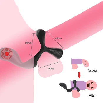 3 In 1 Vibrating Cock Ring Male Vibrator Penis Ring Delay Ejaculation Cockring Perineum Stimulator Sex Toys for Men Adult Goods 3