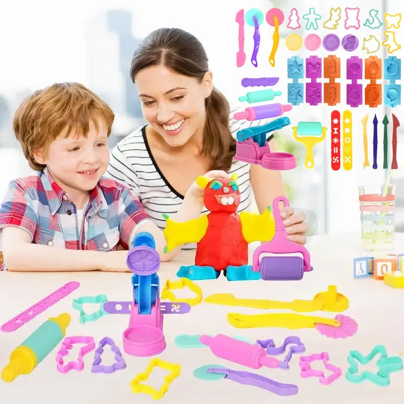 Fun Play Dough Tools Kit For Kids Children Toddlers Playdough Extruders Scissors Rollers Cutters Plasticine Clay Accessories Toy 5
