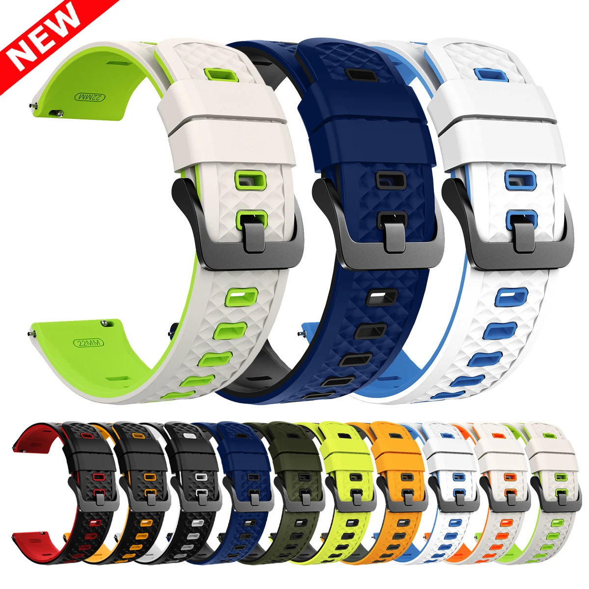 Waterproof Silicone Watch Strap, 22mm - Versatile and Durable Wristband Bracelet Accessory