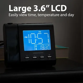 Projection Alarm Clock Radio with Dual Alarm Auto Time Set Temperature Display 6