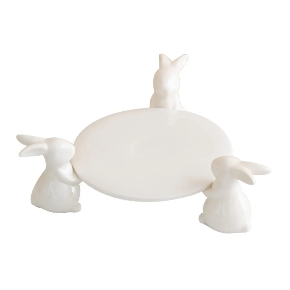 Creative Ceramic Rabbit Fruit Plate Ornaments Living Room Dining Table Dim Sum Plate Jewelry Storage Crafts Birthday Gifts 5