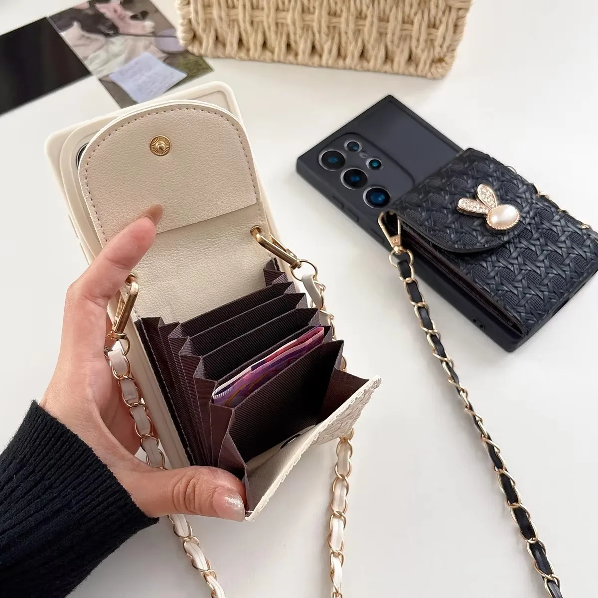 Luxury Chain Wallet Phone Case with Multi-Card Slots and Soft Cover