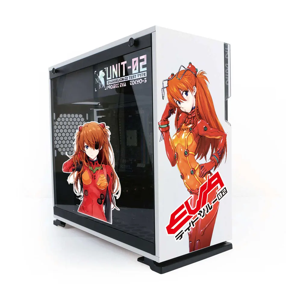 Evangelion EVA Anime Stickers for PC Case,Cartoon Decor Decal for ATX Mid Tower Computer,Waterproof Easy Removable