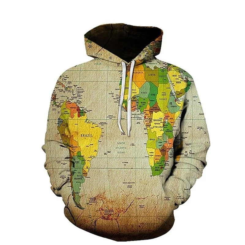 thumbnail image 1 of Sudadera con capucha con estampado de mapa del mundo en 3D para hombres y niños, sudaderas con capucha de moda urbana, jerséis geniales de invierno, sudadera con capucha Harajuku7, 1 of 5
