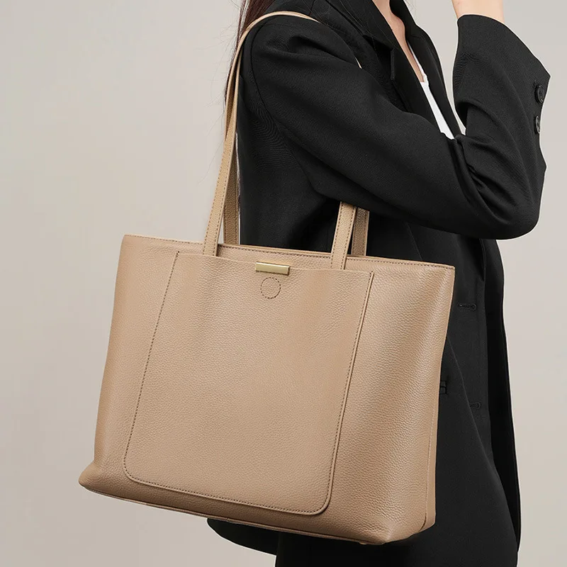 Ladies Genuine Leather Communter Shopper Tote Bags Women's Large Capacity Shoulder Bag Luxury Fashion High Quality Handbag