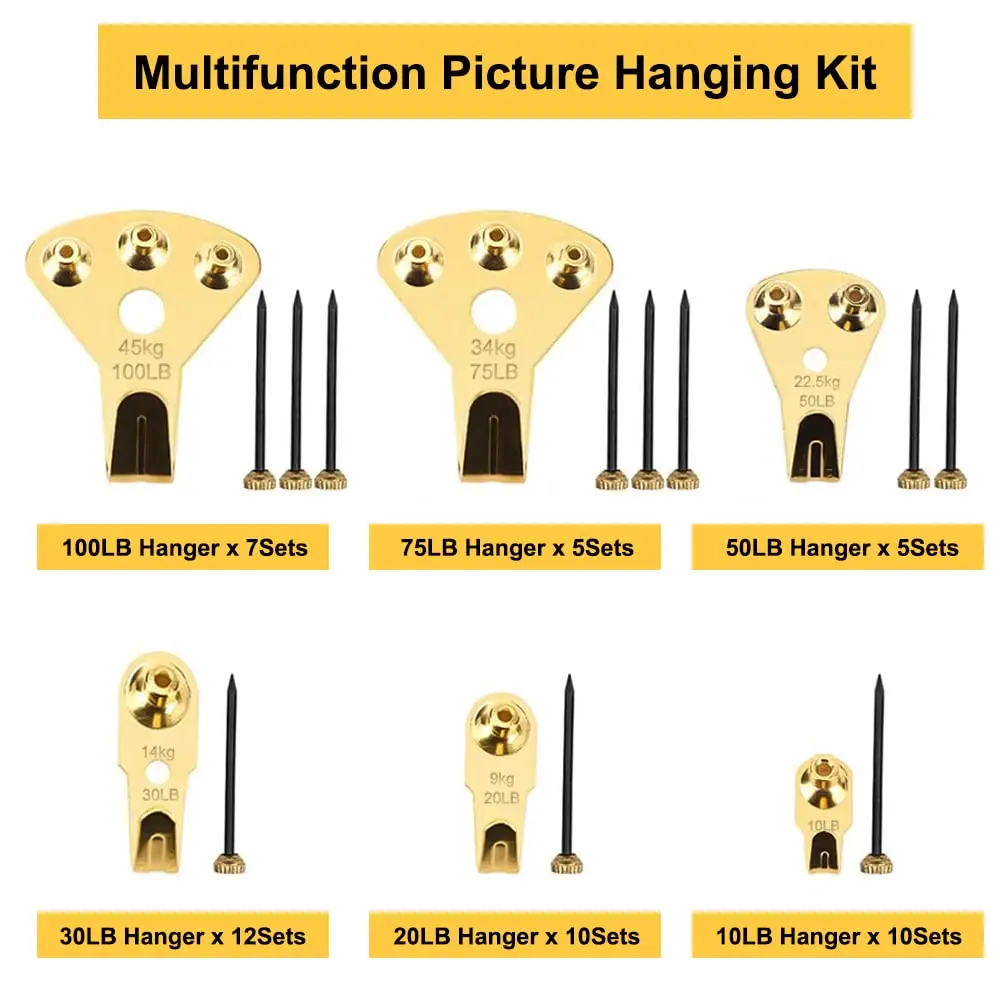 Picture Hangers Heavy Duty Picture Hanging Kit Hooks Hanging Nails For Drywall Wooden Wall Mirror Clock Hook 127PC picture frame hangers hanging hooks wall hooks