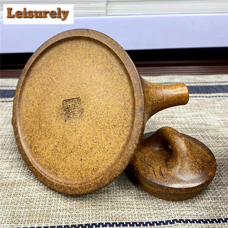 240ml Yixing Purple Clay Teapots Handmade Tyrant King Stone Scoop Pot Raw Ore Section Mud Wood Burning Kettle Zisha Tea Set Gift