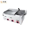 Commercial kitchen stainless steel Table top gas griddle&fryer 2 In 1 with 3 burner 2