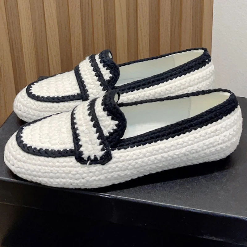 

Женские повседневные туфли, весна-осень 2023, новые хлопковые текстильные Туфли с круглым носком, разноцветные лаконичные лоферы