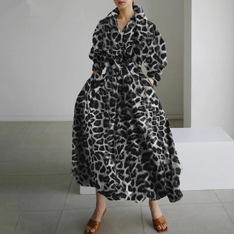 우아한 여성 봄 Sundress 옷깃 목 긴 소매 검은 드레스 2023 솔리드 롱 셔츠 드레스 OL Vestidos Robe Femme streetwear